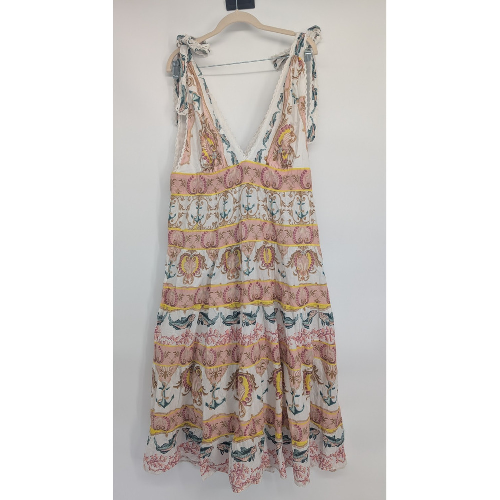 FARM Rio Cream Midi Dress with Multicolor Floral Motifs XL - Picture 2 of 11